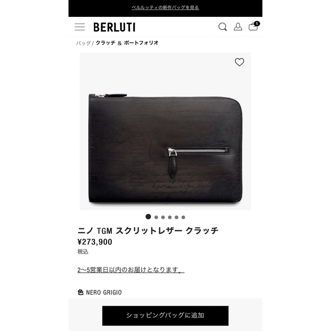 Berluti(ベルルッティ)の特注 ベルルッティ ニノTGM クラッチバッグ シルバーパティーヌ オーダー品 メンズのバッグ(セカンドバッグ/クラッチバッグ)の商品写真