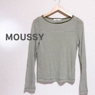 マウジー(moussy)のMOUSSY マウジー　カットソー　ボーダー　緑　白　グリーン　ホワイト　薄手(カットソー(長袖/七分))