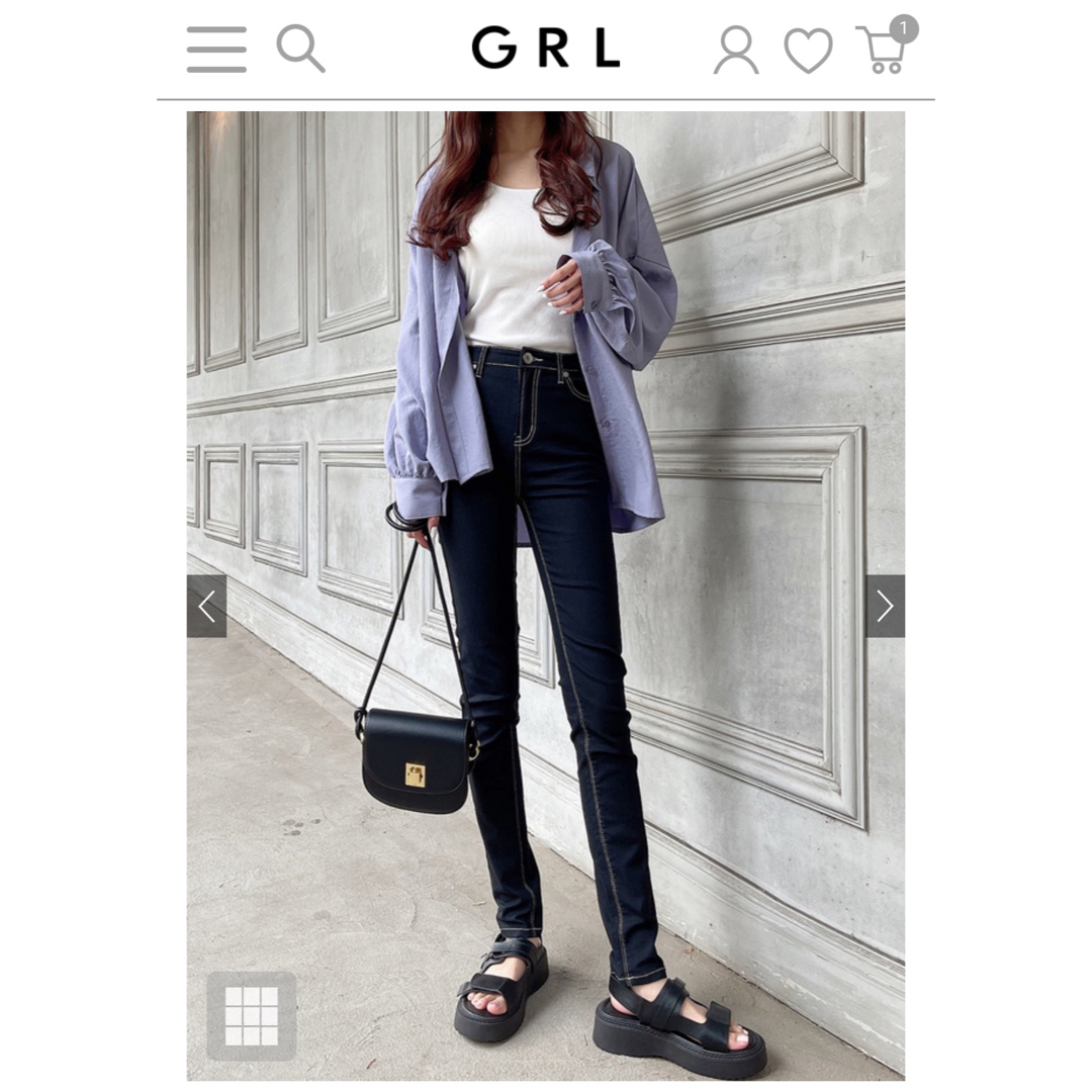 GRL(グレイル)のGRL 配色ステッチスキニーデニムパンツ[cu285] レディースのパンツ(デニム/ジーンズ)の商品写真