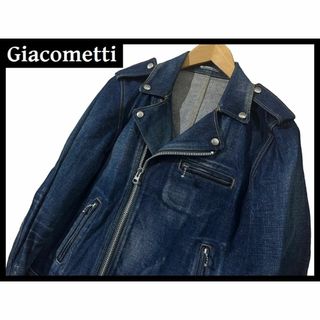 ジャコメッティ(Giacometti)のG② ジャコメッティ 日本製 加工 デニム ダブル ライダース ジャケット 36(Gジャン/デニムジャケット)