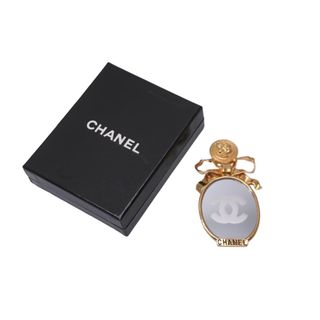 シャネル(CHANEL)のCHANEL シャネル ココマーク ミラー リボン ヴィンテージ ブローチ ゴールド アクセサリー レディース 小物 美品 中古 61779(ブローチ/コサージュ)