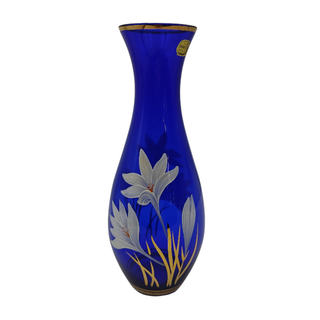 BOHEMIA Cristal - BOHEMIA ボヘミア 金彩 フラワーベース 花瓶 VASE 414/8122/10 中古 送料無料 H４