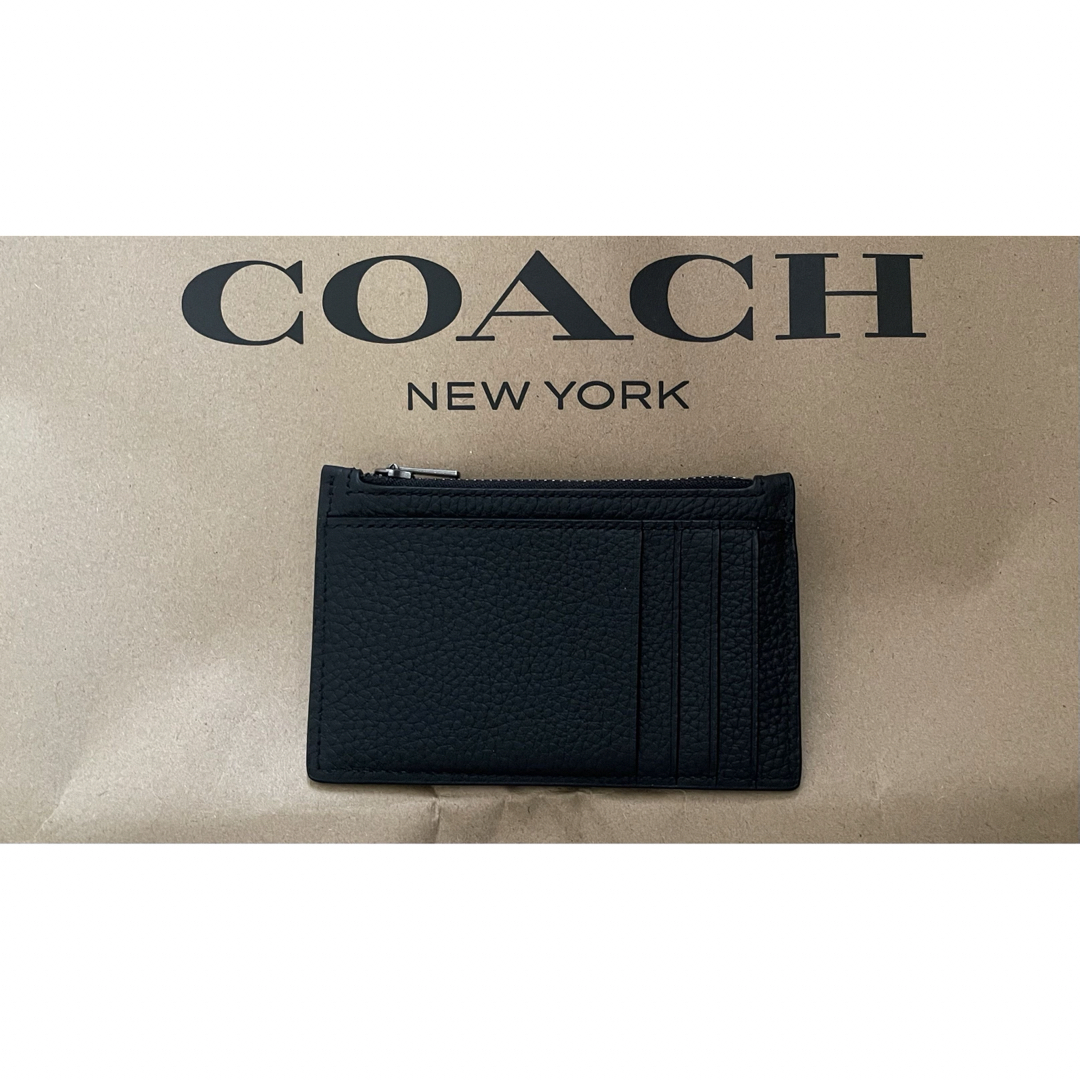 COACH(コーチ)の新品　COACH コーチ　小銭入れ財布　カードケース ブラック　黒色 メンズのファッション小物(コインケース/小銭入れ)の商品写真