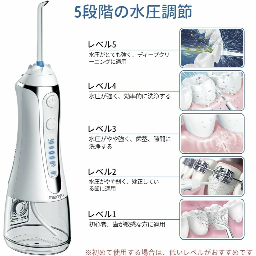 口腔洗浄器  鼻洗浄器 鼻うがい 5段階調整 携帯型 超音波水流 充電式 コスメ/美容のオーラルケア(口臭防止/エチケット用品)の商品写真