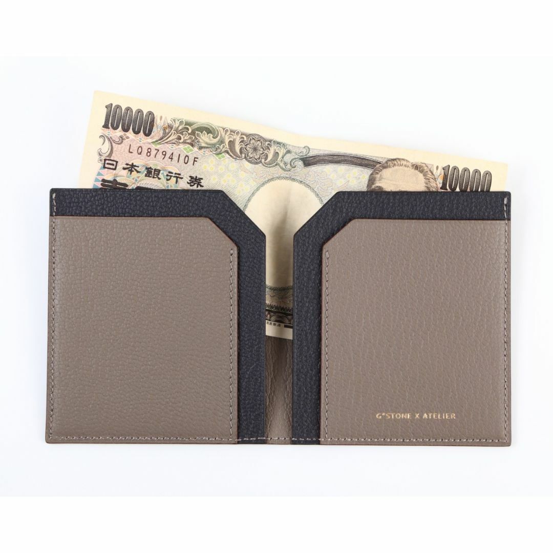 【キャンペーン価格】ミニマム 二つ折り財布　クールグレー＆ウォームグレー メンズのファッション小物(折り財布)の商品写真