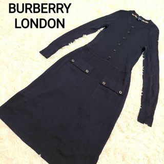 バーバリー(BURBERRY)のBURBERRY LONDON バーバリー シルク100％ リブニットワンピース(ひざ丈ワンピース)