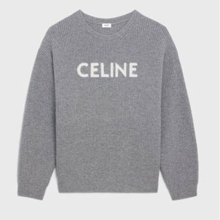 celine - 定価24万 セリーヌ スタッズ ロゴニット S オーバーサイズ グレー セーター