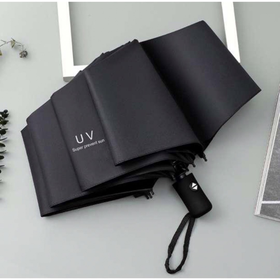 折りたたみ傘 晴雨兼用 UVカット 完全遮光 紫外線 日傘 雨傘 ブラック メンズのファッション小物(傘)の商品写真