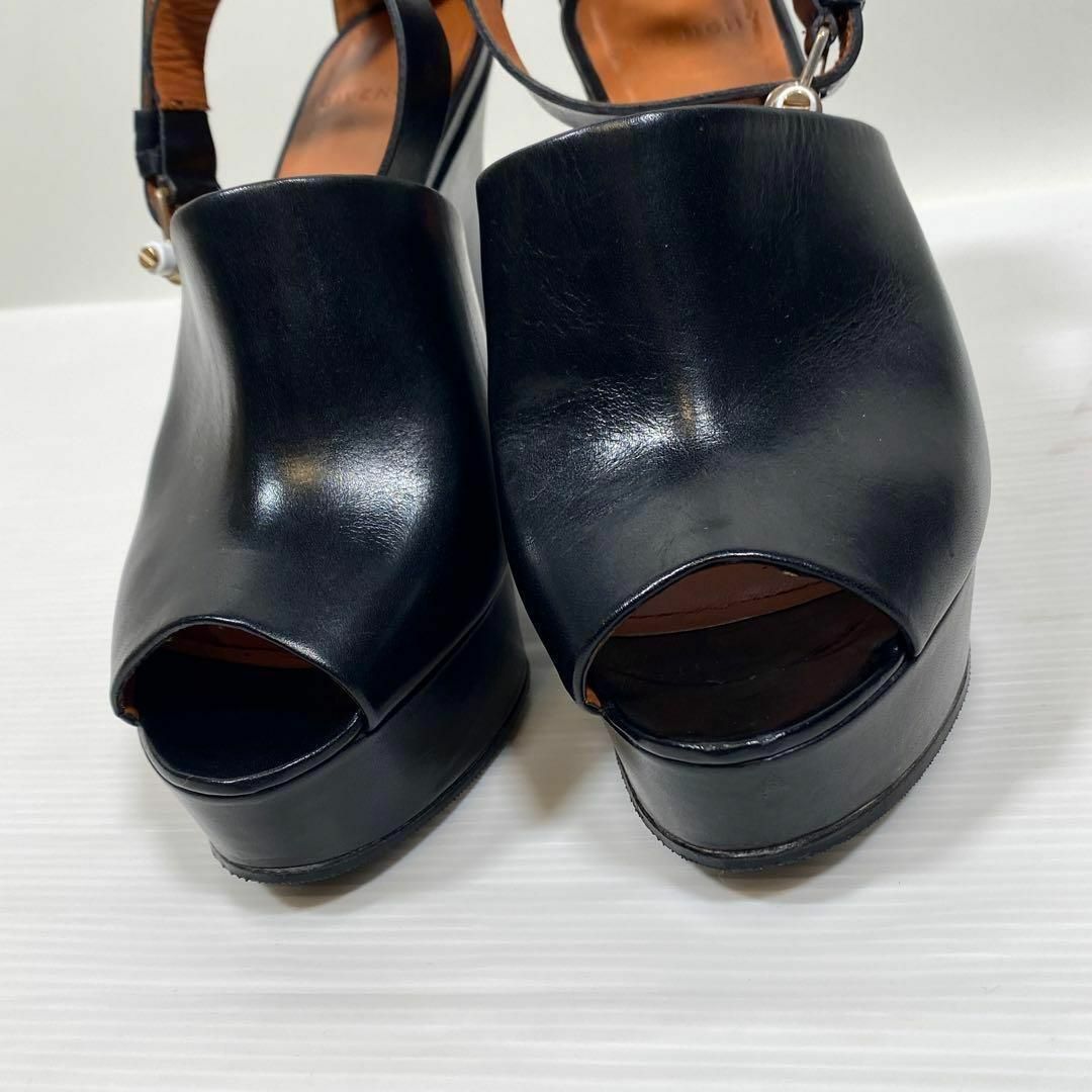 GIVENCHY(ジバンシィ)のジバンシー　ウェッジソールレザーサンダル　ブラック　35.5 オープントゥ　厚底 レディースの靴/シューズ(サンダル)の商品写真