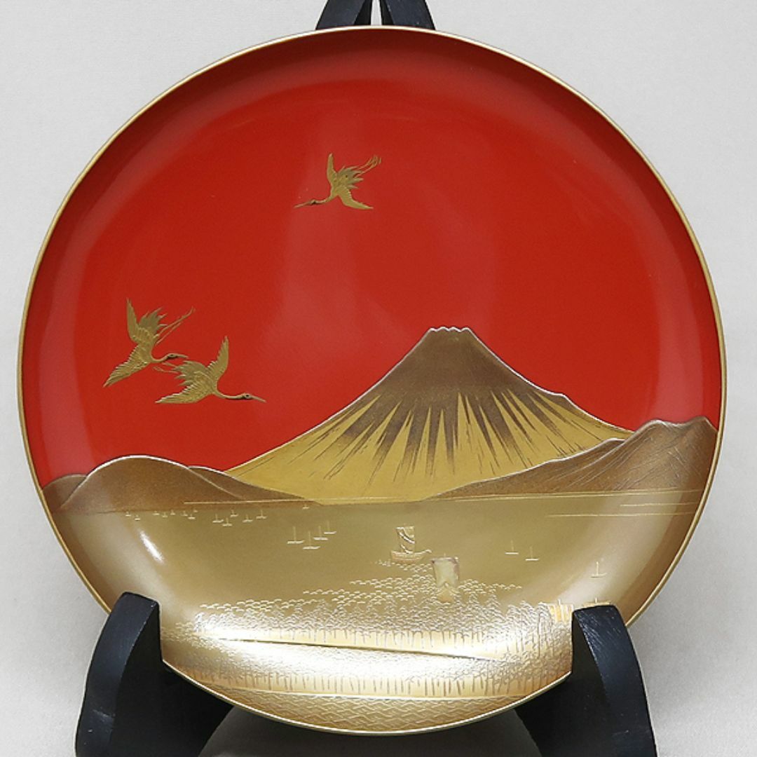 時代漆器 富士 蒔絵 三つ組盃 金彩 三つ盃 富士山 赤富士飛鶴 盃 時代漆器 富士 蒔絵 三つ組盃 金彩 三つ盃 富士山 赤富士飛鶴 盃