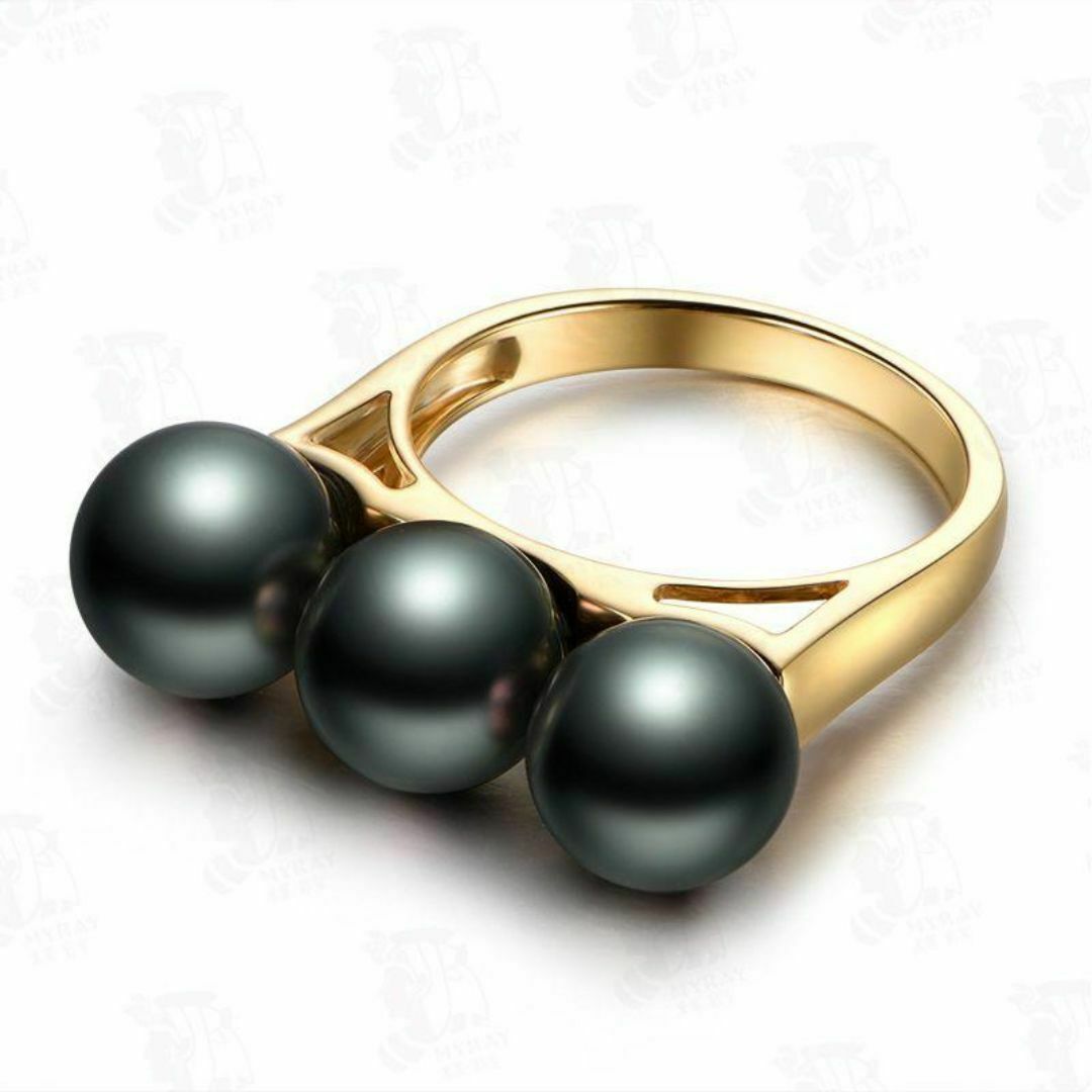 298☆ゴールド ブラックパールリング☆指輪 レディースのアクセサリー(リング(指輪))の商品写真