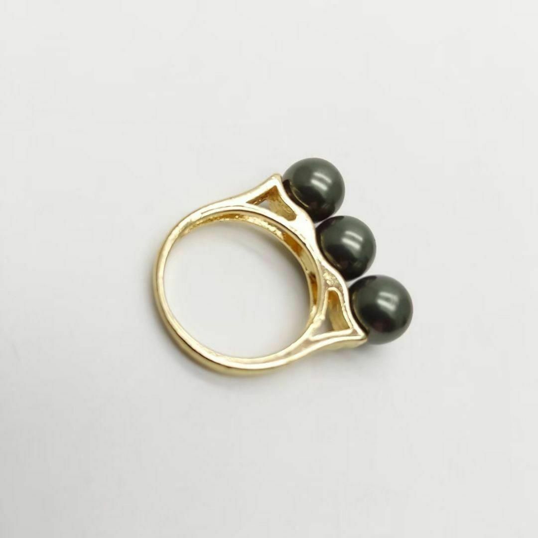 298☆ゴールド ブラックパールリング☆指輪 レディースのアクセサリー(リング(指輪))の商品写真