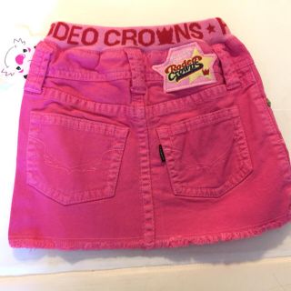 ロデオクラウンズ(RODEO CROWNS)の新品タグ付★ロデオクラウンkids ウエストロゴスカート ワッペン付 M(スカート)