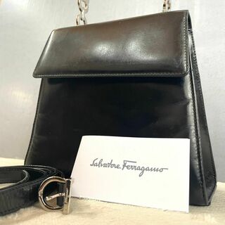 サルヴァトーレフェラガモ(Salvatore Ferragamo)の稀少 フェラガモ 2way ガンチーニハンドル ハンドバッグ レザー 冠婚葬祭(ハンドバッグ)