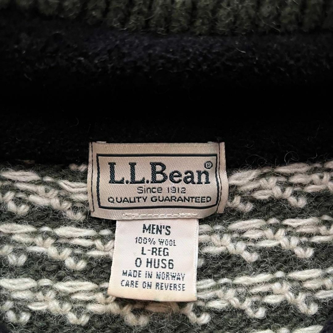 L.L.Bean(エルエルビーン)のL.L.BEAN バーズアイ　ハーフジップセーター ニット　ノルウェー製　L 緑 メンズのトップス(ニット/セーター)の商品写真