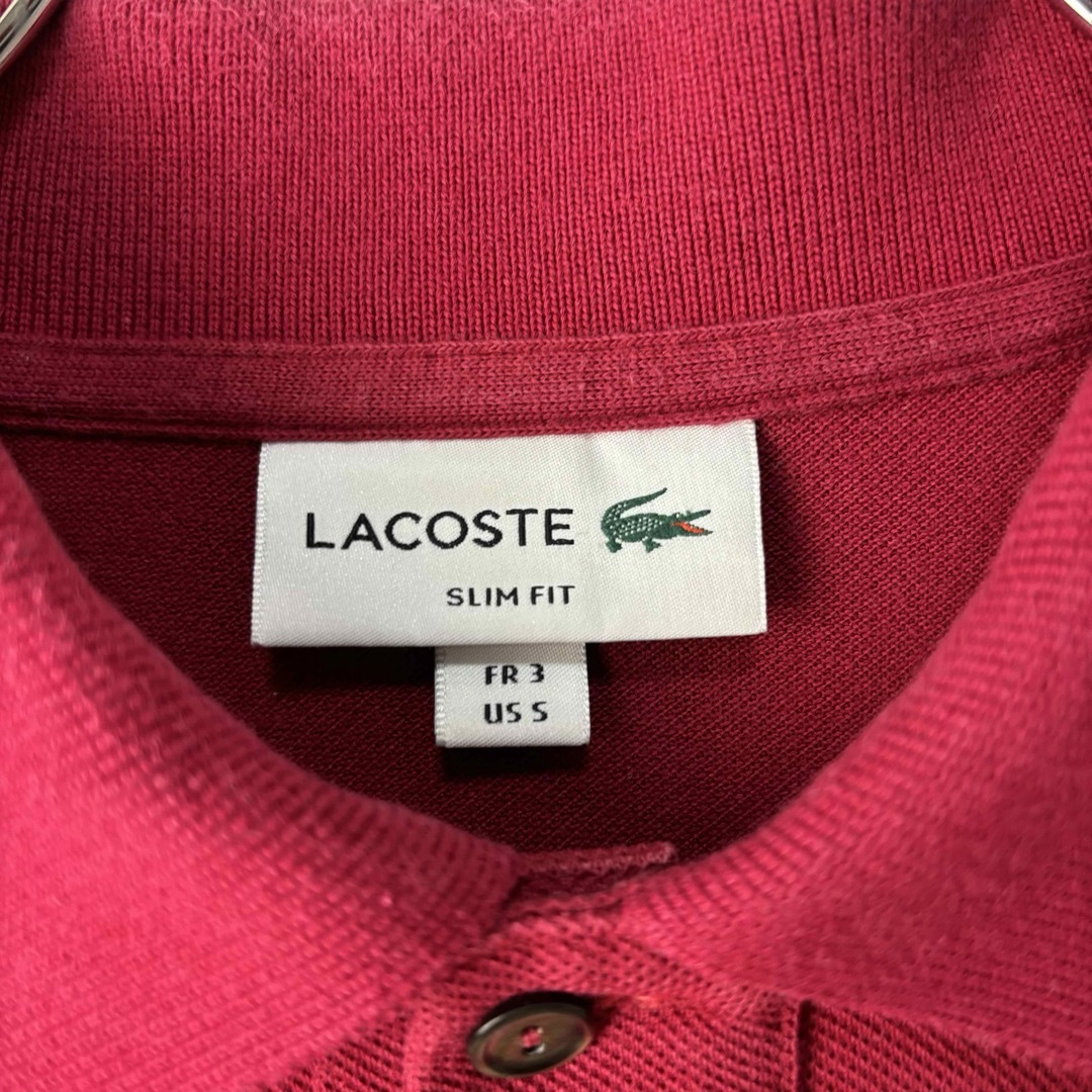 LACOSTE(ラコステ)のLACOSTE ラコステ　ポロシャツ　半袖　レッド　サイズ3 S M　古着 メンズのトップス(ポロシャツ)の商品写真