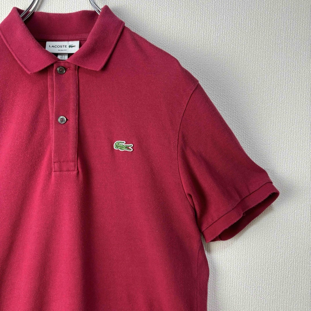 LACOSTE(ラコステ)のLACOSTE ラコステ　ポロシャツ　半袖　レッド　サイズ3 S M　古着 メンズのトップス(ポロシャツ)の商品写真