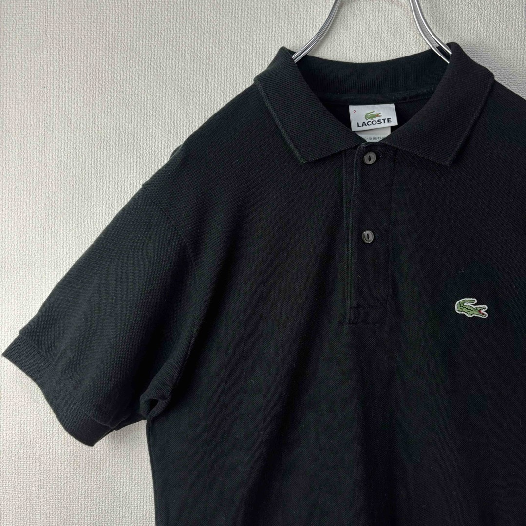 LACOSTE(ラコステ)のLACOSTE ラコステ　ポロシャツ　ブラック　半袖　サイズ2 XS S古着 メンズのトップス(ポロシャツ)の商品写真