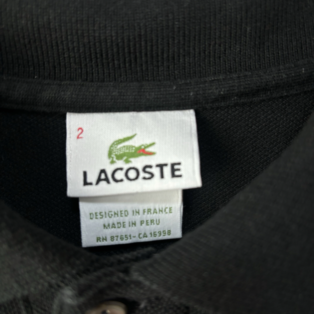 LACOSTE(ラコステ)のLACOSTE ラコステ　ポロシャツ　ブラック　半袖　サイズ2 XS S古着 メンズのトップス(ポロシャツ)の商品写真