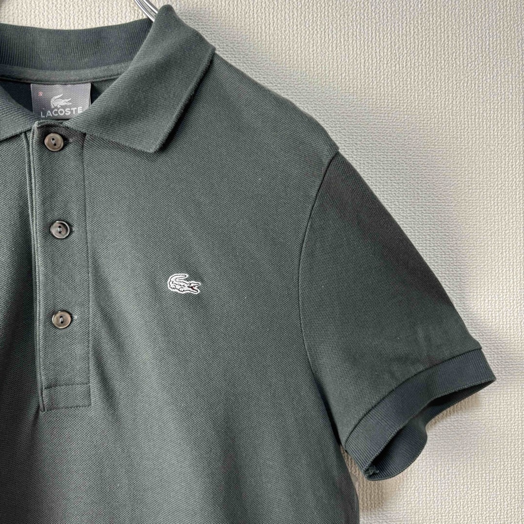 LACOSTE(ラコステ)のLACOSTE ラコステ　ポロシャツ　半袖　カーキ　サイズ2 XS S古着 メンズのトップス(ポロシャツ)の商品写真