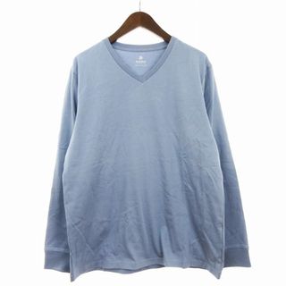 ナノユニバース(nano・universe)のナノユニバース Vネックカットソー Tシャツ 長袖 青系 ブルー系 L ■002(Tシャツ/カットソー(七分/長袖))