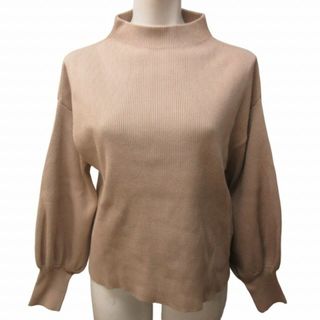 ノーブル(Noble)のノーブル 美品 19AW リブニット カットソー パフスリーブ 長袖 ベージュ(ニット/セーター)