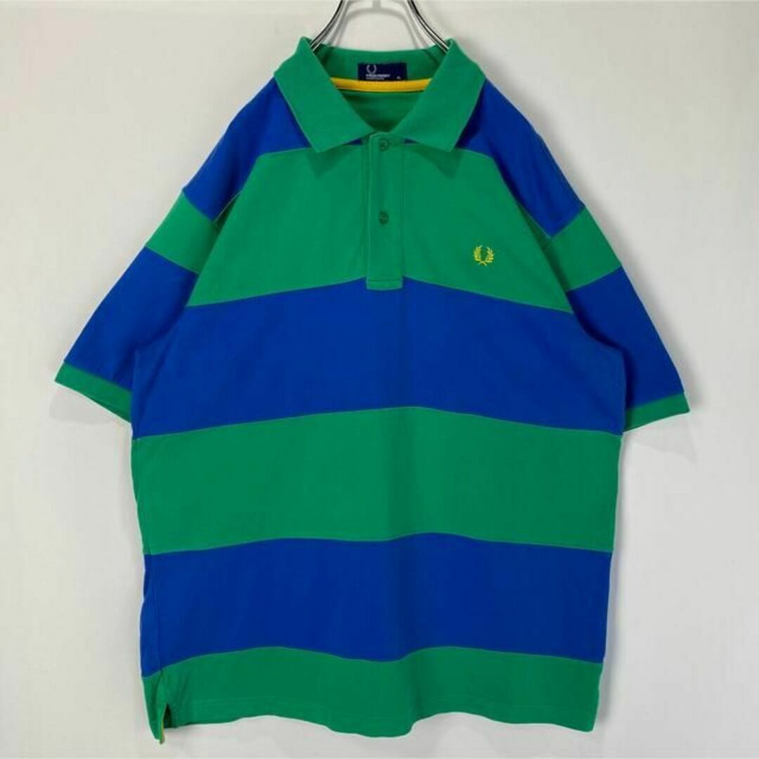 FRED PERRY(フレッドペリー)のフレッドペリー　ポロシャツ　ワンポイントロゴ　半袖シャツ　ボーダー　XLサイズ メンズのトップス(ポロシャツ)の商品写真