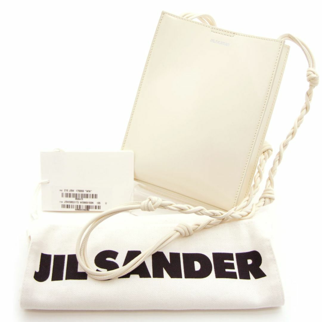 Jil Sander(ジルサンダー)の美品 ジルサンダー JIL SANDER ショルダーバッグ TANGLE タングル スモール ホワイト系 イタリア製 ミニバッグ 斜め掛け 白 ノットストラップ 革 レディースのバッグ(ショルダーバッグ)の商品写真