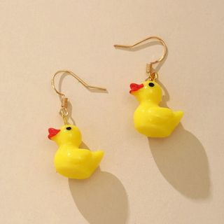 アヒル　フックピアス　レディース　おもちゃ　かわいい　ピアス　人形　鳥　アニマル(ピアス)