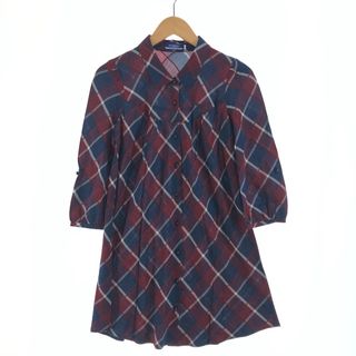 バーバリーブルーレーベル(BURBERRY BLUE LABEL)の〇〇BURBERRY BLUE LABEL バーバリーブルーレーベル レディース シャツ サイズ36 レッド×ネイビー(シャツ/ブラウス(長袖/七分))