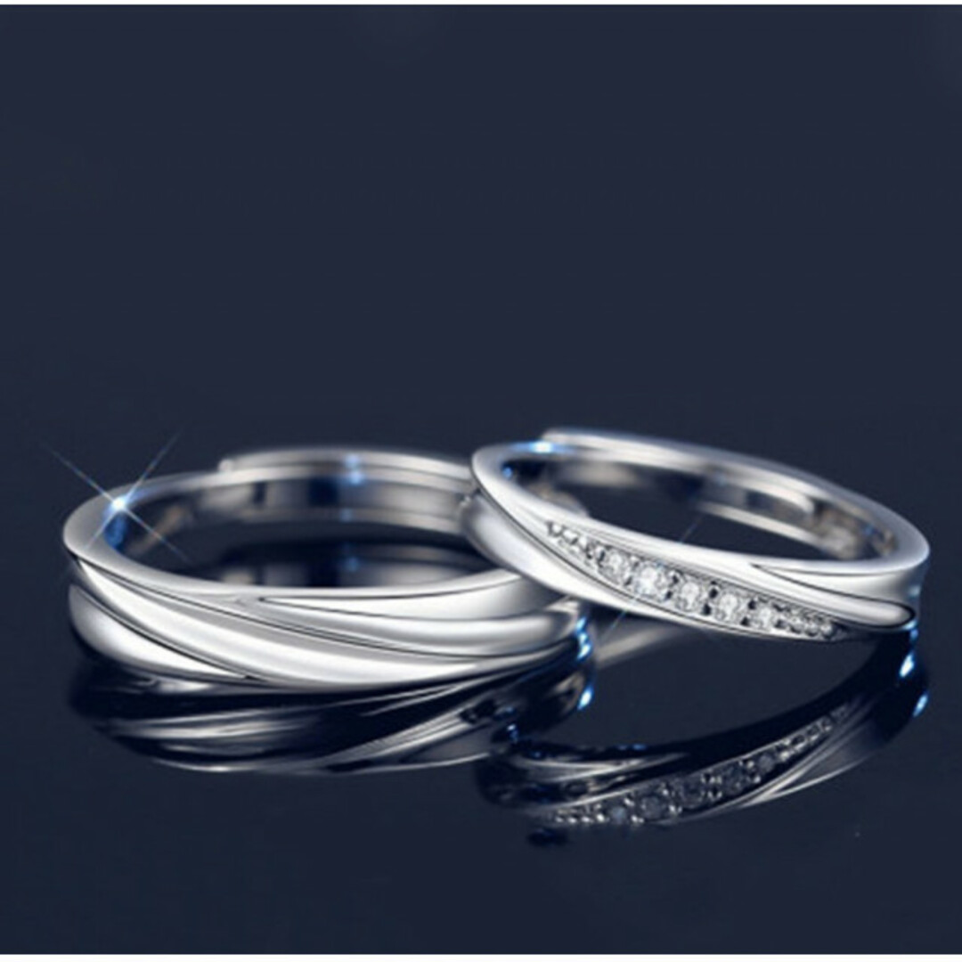ペアリング シンプル シルバー ツイスト マリッジリング エンゲージリング レディースのアクセサリー(リング(指輪))の商品写真