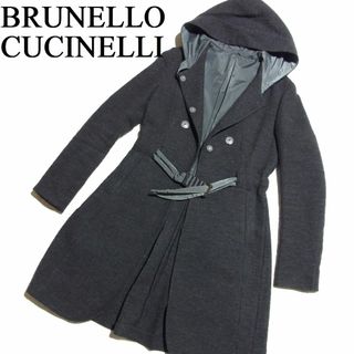 ブルネロクチネリ(BRUNELLO CUCINELLI)のブルネロクチネリ カシミヤ リネン フード コート 40 グレー レディース(その他)