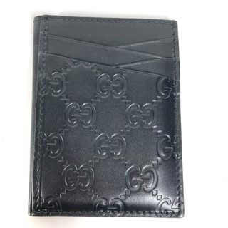 グッチ(Gucci)のグッチ GUCCI グッチシマ GG 495015 名刺入れ パスケース カードケース シマレザー ブラック 美品(名刺入れ/定期入れ)