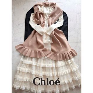 Chloe カシミヤ混 フリル ストール マフラー