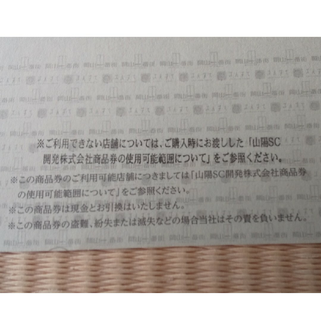 商品券 (岡山1番街・さんすて) チケットの優待券/割引券(ショッピング)の商品写真