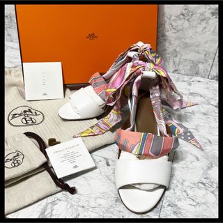 エルメス(Hermes)の✨極美品✨HERMES 19SS シルク ツイル／スカーフ付き 総柄 サンダル(サンダル)