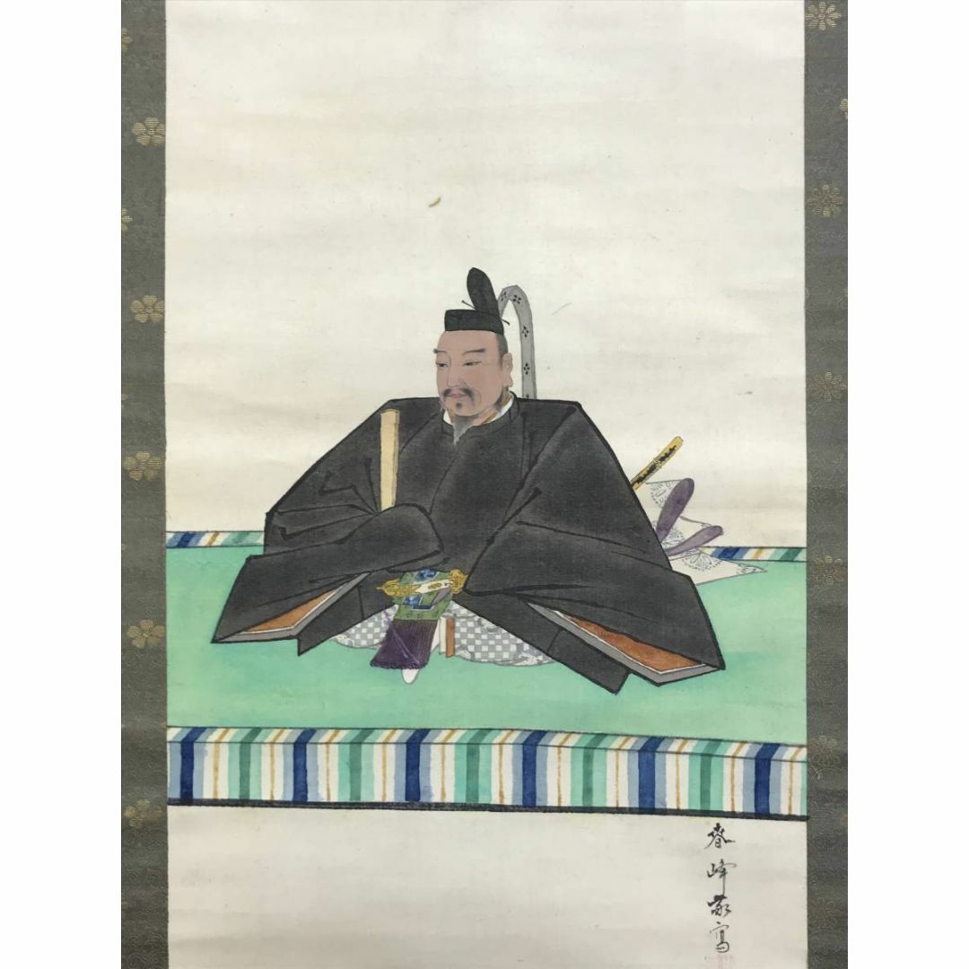 春峰/管公図/菅原道真/人物図/学問の神様/掛軸☆宝船☆AE-105の 春峰/管公図/菅原道真/人物図/学問の神様/掛軸☆宝船☆AE-105の