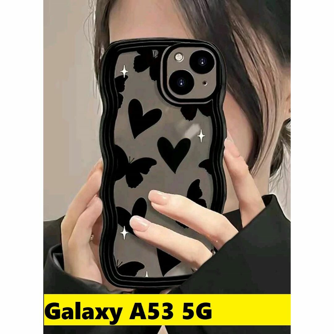 Galaxy(ギャラクシー)のGalaxy A53 5G★ウェーブ なみなみ　ハート&蝶々Galaxyケース スマホ/家電/カメラのスマホアクセサリー(Androidケース)の商品写真