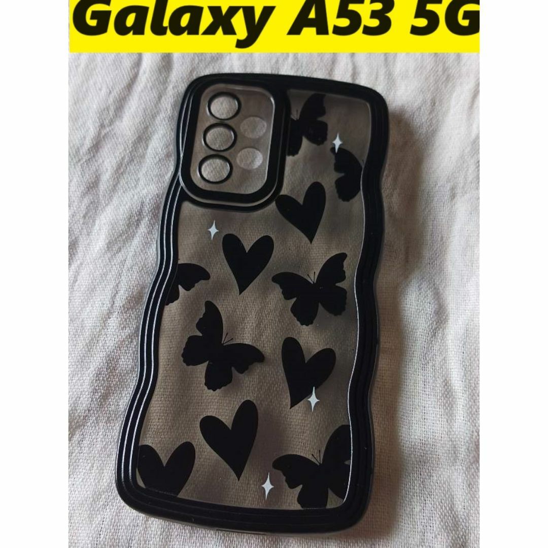 Galaxy(ギャラクシー)のGalaxy A53 5G★ウェーブ なみなみ　ハート&蝶々Galaxyケース スマホ/家電/カメラのスマホアクセサリー(Androidケース)の商品写真