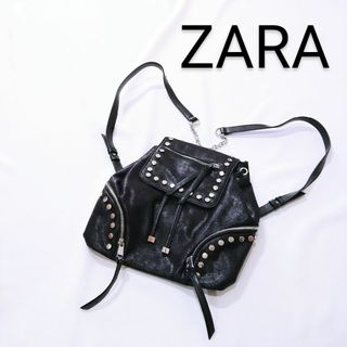 ザラ(ZARA)のZARAザラ リュック スタッズ ベロア調 シルバー(リュック/バックパック)