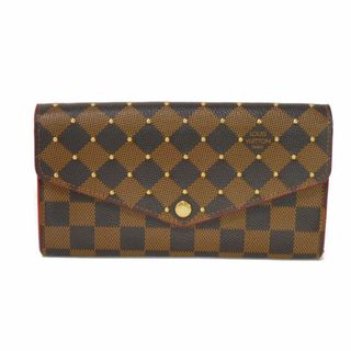 ルイヴィトン(LOUIS VUITTON)のLOUIS VUITTON ルイ・ヴィトン ポルトフォイユ サラ ブラウン ゴールド レッド 新型 二つ折り 市松模様 ロングウォレット ダミエ スタッズ スリーズ 長財布 N60123(財布)