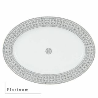 エルメス(Hermes)のエルメス オーバルプレート モザイク ヴァンキャトル Mosaique au 24 oval plate 食器 大皿 プラチナ 新品 3259(食器)