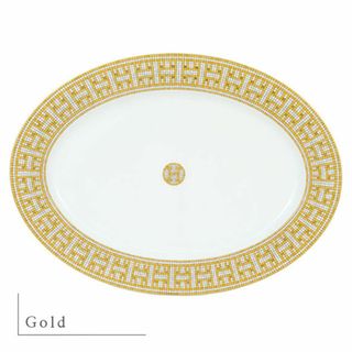 エルメス(Hermes)のエルメス オーバルプレート モザイク ヴァンキャトル Mosaique au 24 oval plate 食器 大皿 ゴールド 新品 3259(食器)