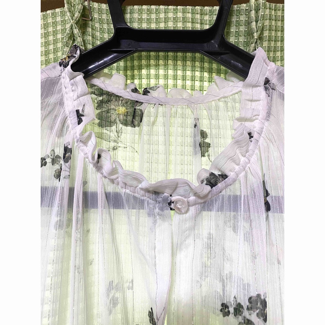 PAGEBOY(ページボーイ)のalicia  PAGEBOY シースルー　花柄　ホワイト　ロングワンピース レディースのワンピース(ロングワンピース/マキシワンピース)の商品写真