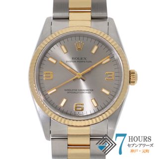 ロレックス(ROLEX)の【119316】ROLEX ロレックス  14233 オイスターパーペチュアル 34 グレーダイヤル S番 YG/SS 自動巻き 当店オリジナルボックス 腕時計 時計 WATCH メンズ 男性 男 紳士【中古】(腕時計(アナログ))