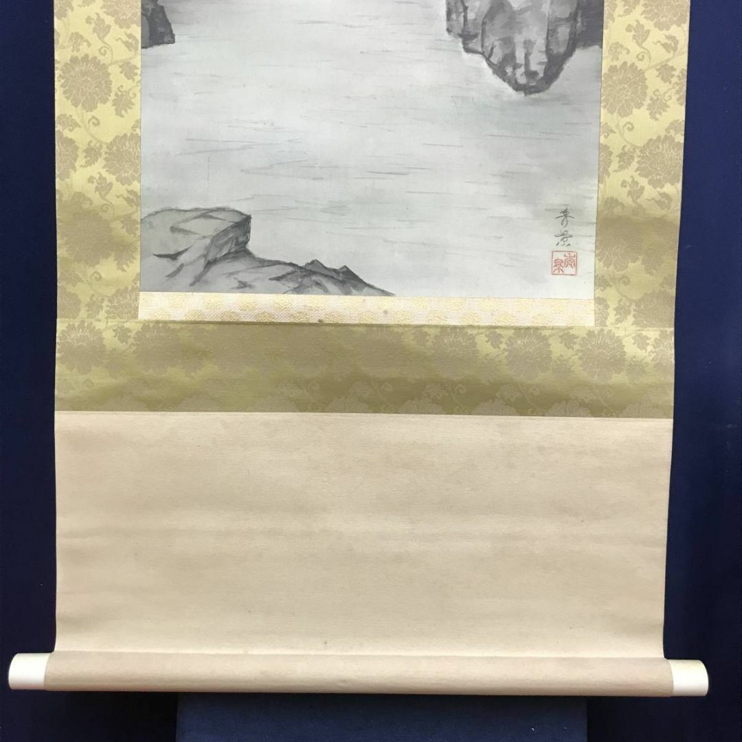 真作/亀山秀景/渓谷秋隠/秋景秋山図/紅葉図/掛軸☆宝船☆AE-26 真作/亀山秀景/渓谷秋隠/秋景秋山図/紅葉図/掛軸☆宝船☆AE-26