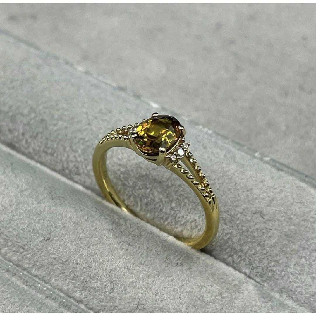 JC198★高級 スフェーン0.7ct ダイヤ K18 リング ソ付 レディースのアクセサリー(リング(指輪))の商品写真