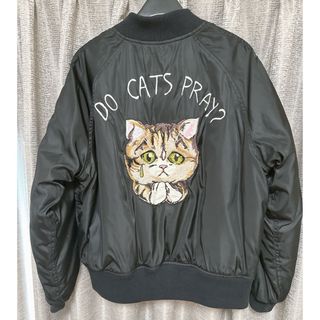 ユニフ(UNIF)の値下げ UNIF ユニフ ブルゾン ネコ 猫 ジャケット リブ ブラック(ブルゾン)