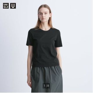 ユニクロ(UNIQLO)の新品未使用 UNIQLO U ピースマコットンクルーネックT Lサイズ ブラック(Tシャツ(半袖/袖なし))