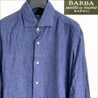 バルバ(BARBA)のJ7334 美品 バルバ ワイドカラーリネンシャンブレーシャツ 43/17(シャツ)